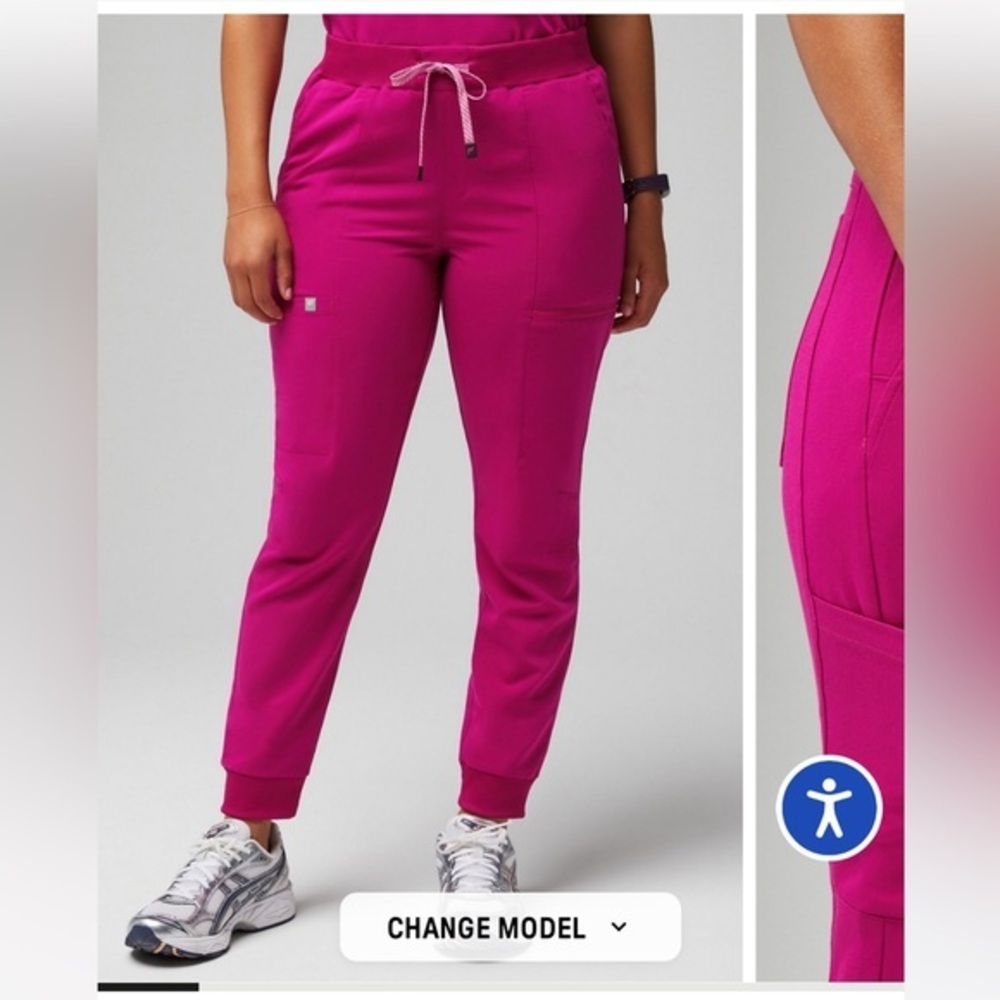 Figs Technical Collection Zamora Bright Pink Scrub Cargo Pants Joggers